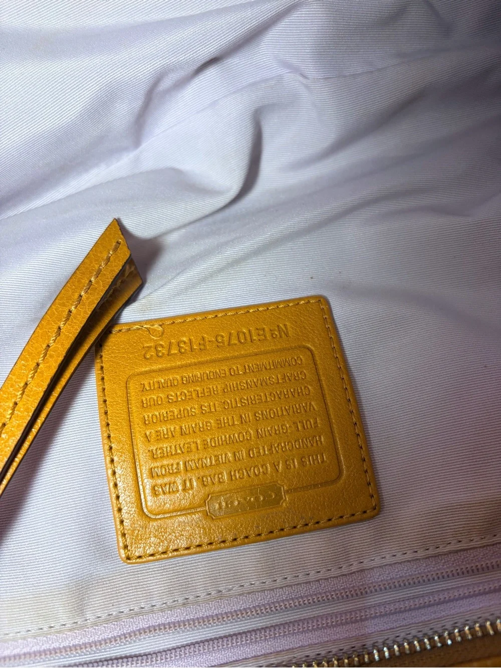Coach Mustard Leather Double-Handle Shoulder Bag